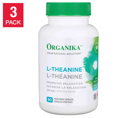 Organika 舒壓茶氨酸 (L-Theanine) 225mg (270粒 超值三樽裝)