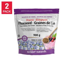 Webber Naturals Organic Cold-Pressed Flaxseed Powder (900g x 2 extra-large packs)