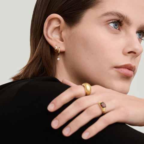 Mejuri Round Topaz Hoops 圓形托帕石圈環耳環
